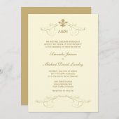Champagne Gold Fleur de Lis Wedding I Invitations (Front/Back)