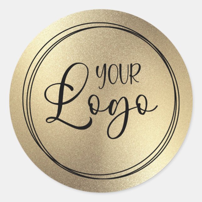 Champagne Gold Foil Look Logo Classic Round Sticker (Front)