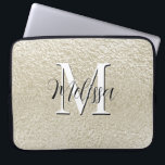 Champagne Gold Foil Modern Monogram Laptop Sleeve<br><div class="desc">This laptop sleeve has a background of textured faux champagne gold. Simple and contemporary. Complete it with a personalized monogram and name. Created by Simply Farmhouse Press.</div>