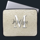 Champagne Gold Foil Modern Monogram Laptop Sleeve<br><div class="desc">This laptop sleeve has a background of textured faux champagne gold. Simple and contemporary. Complete it with a personalized monogram and name. Created by Simply Farmhouse Press.</div>