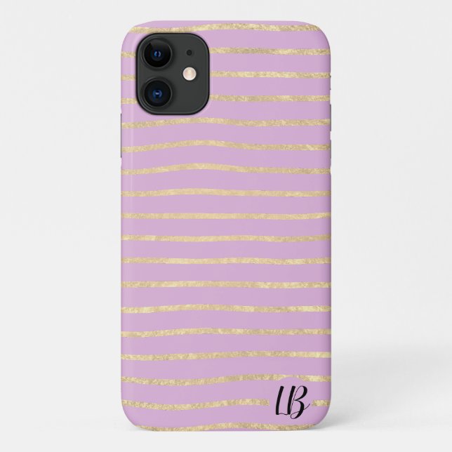 Champagne Gold Foil Stripes Phone Case (Back)