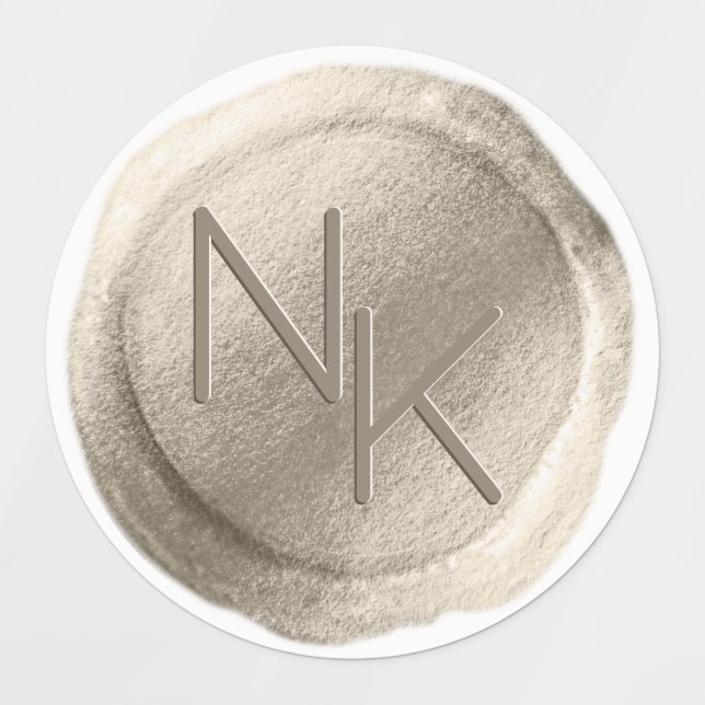 Champagne Gold Foil Wax Seal Wedding Monogram Labels (Design 1)