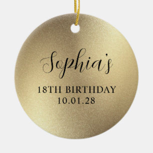 Champagne Gold Glam Foil 18th Birthday Photo Ceramic Ornament