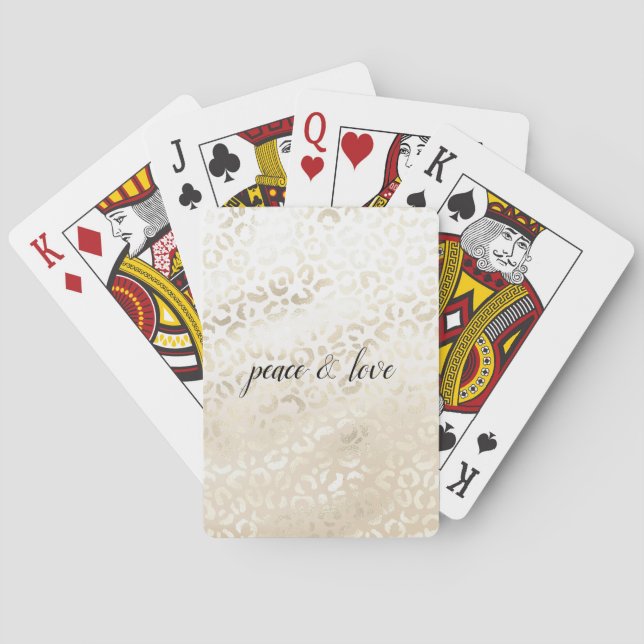 Champagne Gold Glam Leopard Print personalized Poker Cards (Back)