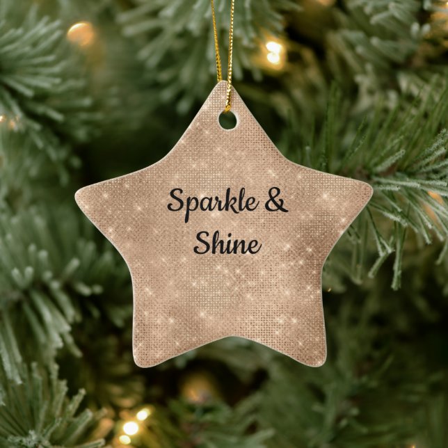 Champagne Gold Glam Sparkle Glitz  Ceramic Ornament (Tree)