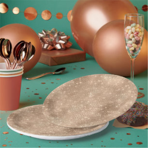 Champagne Gold Glam Sparkle Glitz Paper Plates