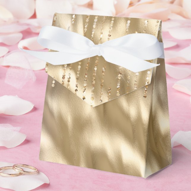 Champagne Gold Glam Sparkle Strings Wedding Favor Boxes (Wedding)