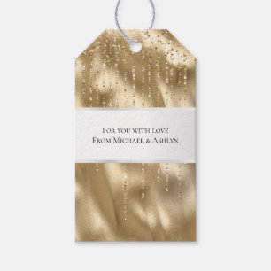 Champagne Gold Glam Sparkle Strings Wedding Gift Tags