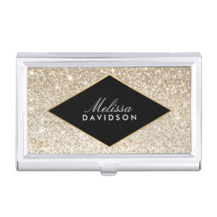Champagne Gold Glitter and Glamour Case For Business Cards