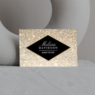 Champagne Gold Glitter and Glamour Event Planners Business Card