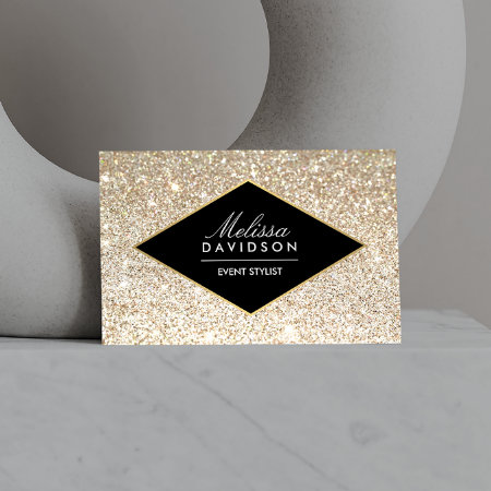 Champagne Gold Glitter And Glamour Event Planners Business Card