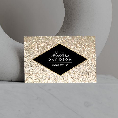 Champagne Gold Glitter and Glamour Event Planners Business Card