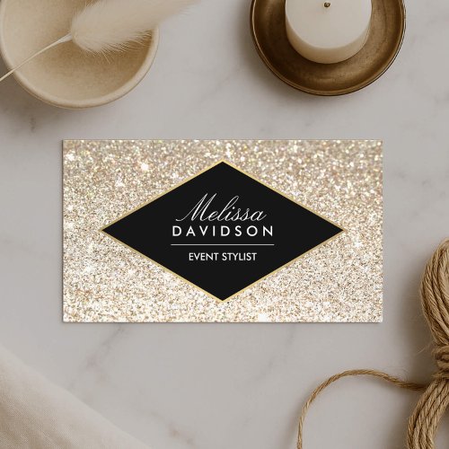 Champagne Gold Glitter and Glamour Event Planners Business Card