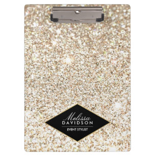 Champagne Gold Glitter and Glamour Personalized Clipboard