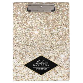 Champagne Gold Glitter and Glamour Personalized Clipboard