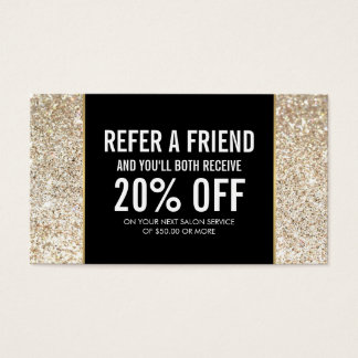 Champagne Gold Glitter and Glamour Referral Card