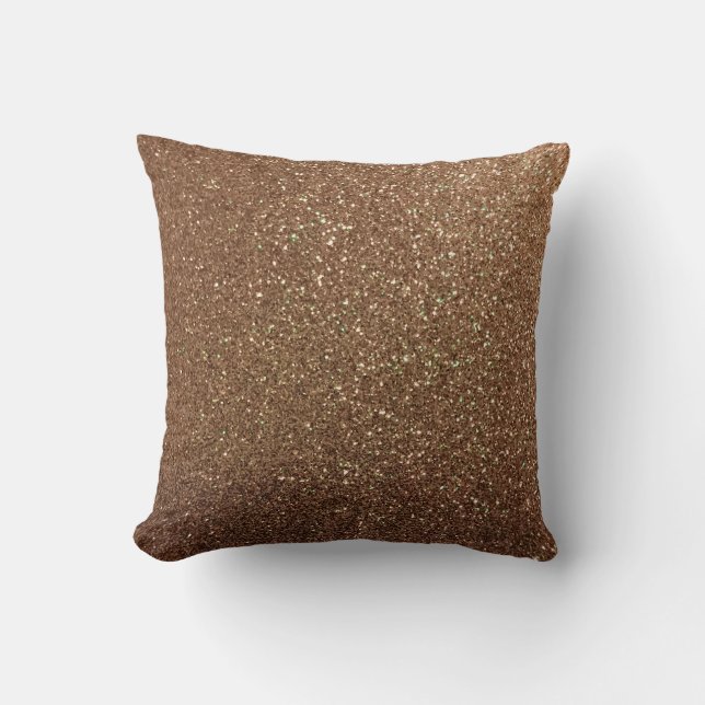 Champagne Gold Glitter Faux Throw Pillow (Front)