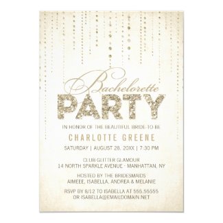 Champagne Gold Glitter Look Bachelorette Party 5x7 Paper Invitation Card