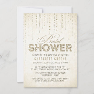 Champagne Gold Glitter Look Bridal Shower Invitation