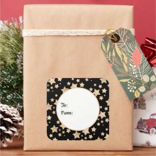 Champagne gold glitter sparkle Stars To From Square Sticker