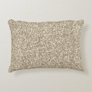 Champagne Gold Glitzy Glitter Accent Pillow