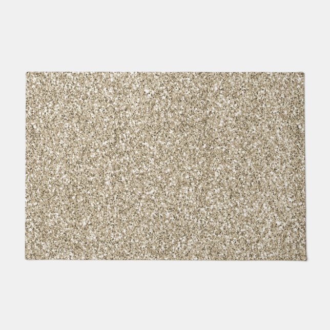 Champagne Gold Glitzy Glitter Doormat (Front)