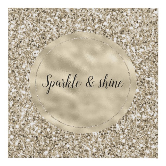 Champagne Gold Glitzy Glitter Faux Canvas Print (Front)