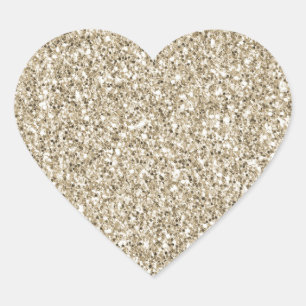 Champagne Gold Glitzy Glitter Heart Sticker