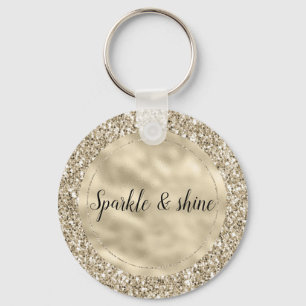Champagne Gold Glitzy Glitter Keychain