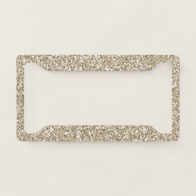 Champagne Gold Glitzy Glitter License Plate Frame (Front)