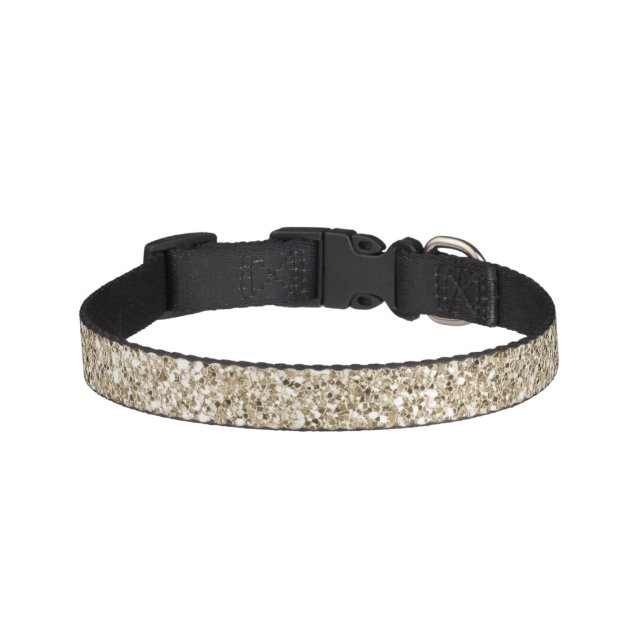 Champagne Gold Glitzy Glitter Pet Collar (Front)