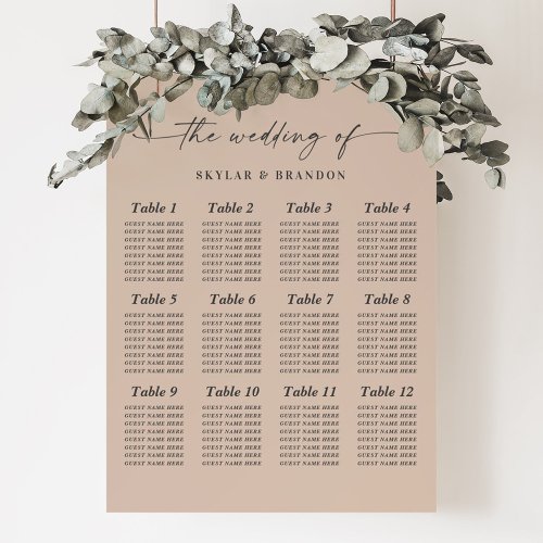 Champagne Gold Guest Seating Chart Wedding Sign