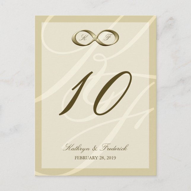 Champagne Gold Infinity Hand Clasp Table Number (Front)
