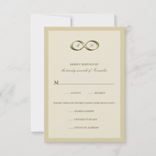 Champagne Gold Infinity Hand Clasp Wedding RSVP (Front)
