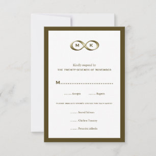 Champagne Gold Infinity Hand Clasp Wedding RSVP Ca Card