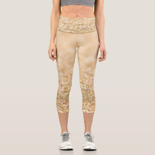 Champagne gold light faux glitter sparkles capri leggings