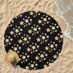 Champagne gold light faux glitter sparkles Stars Beach Towel
