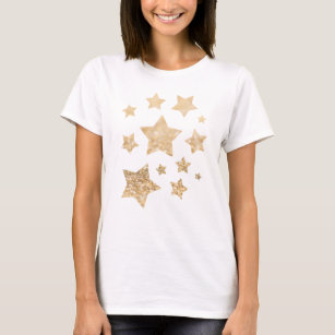 Champagne gold light faux glitter sparkles Stars T-Shirt