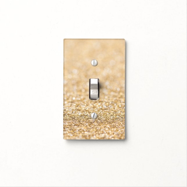 Champagne gold light faux glitter sparkles switch cover (In Situ)