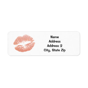 Champagne Gold Lipstick Kiss Print Labels