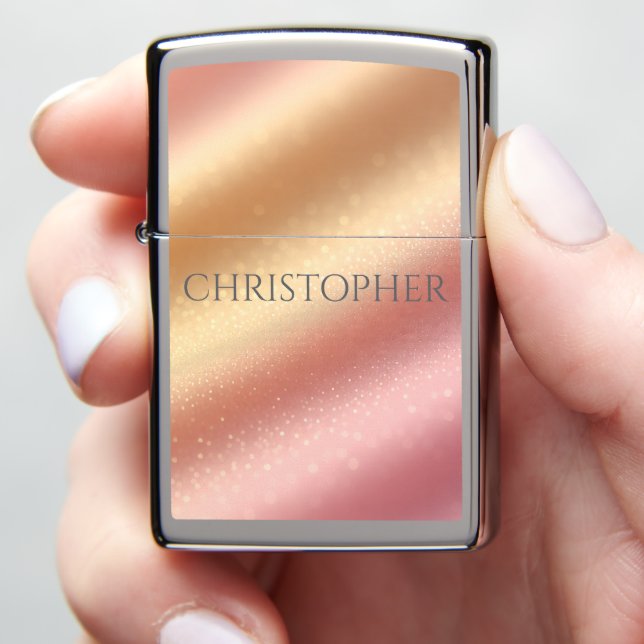 Champagne Gold Mist – Soft Radiance Identity Zippo Lighter (In Hand)
