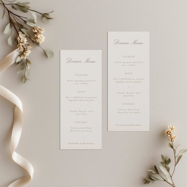 Champagne Gold Modern Minimalist Elegant Menu Card (Creator Uploaded)