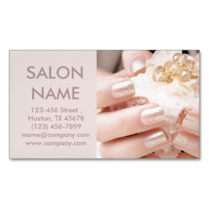 champagne gold nails fashion beauty SPA nail salon Magnetic Business Card