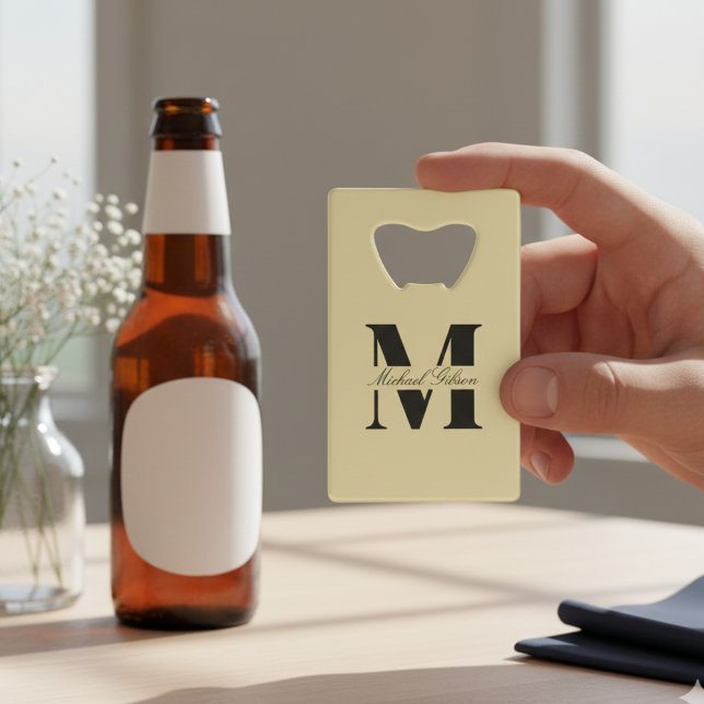 Champagne Gold | Personalized Monogram Groomsmen  Credit Card Bottle Opener (Personalized Monogram Groomsmen Credit Card Bottle Opener)