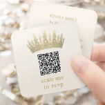 Champagne & Gold Quinceañera Crown Scan Me QR RSVP Enclosure Card<br><div class="desc">Simplify birthday party RSVP responses with chic modern QR Code enclosure cards. This template is set up for a quinceañera's 15th birthday celebration, but is simple to customize for a Sweet 16 or princess party. The colors and font style can be easily changed with the Zazzle Design Editor tool. The...</div>