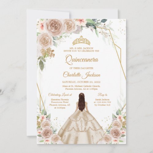 Champagne Gold Quinceanera Invitation
