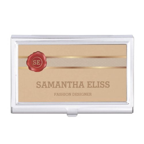 Champagne Gold Red Wax Seal Custom Business Card Business Card Case