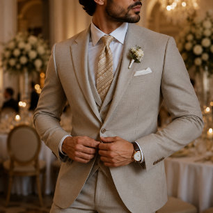 Champagne Gold Regency Stripe Neck Tie