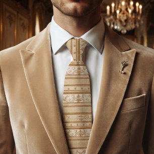 Champagne Gold Regency Stripe Neck Tie