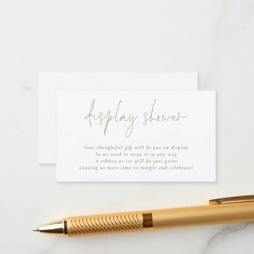 Champagne Gold Script Display Bridal Shower Enclosure Card